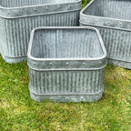 Set Of 3 Galvanised Square Tub Planters