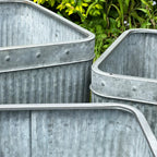Set Of 3 Galvanised Square Tub Planters