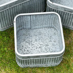 Set Of 3 Galvanised Square Tub Planters