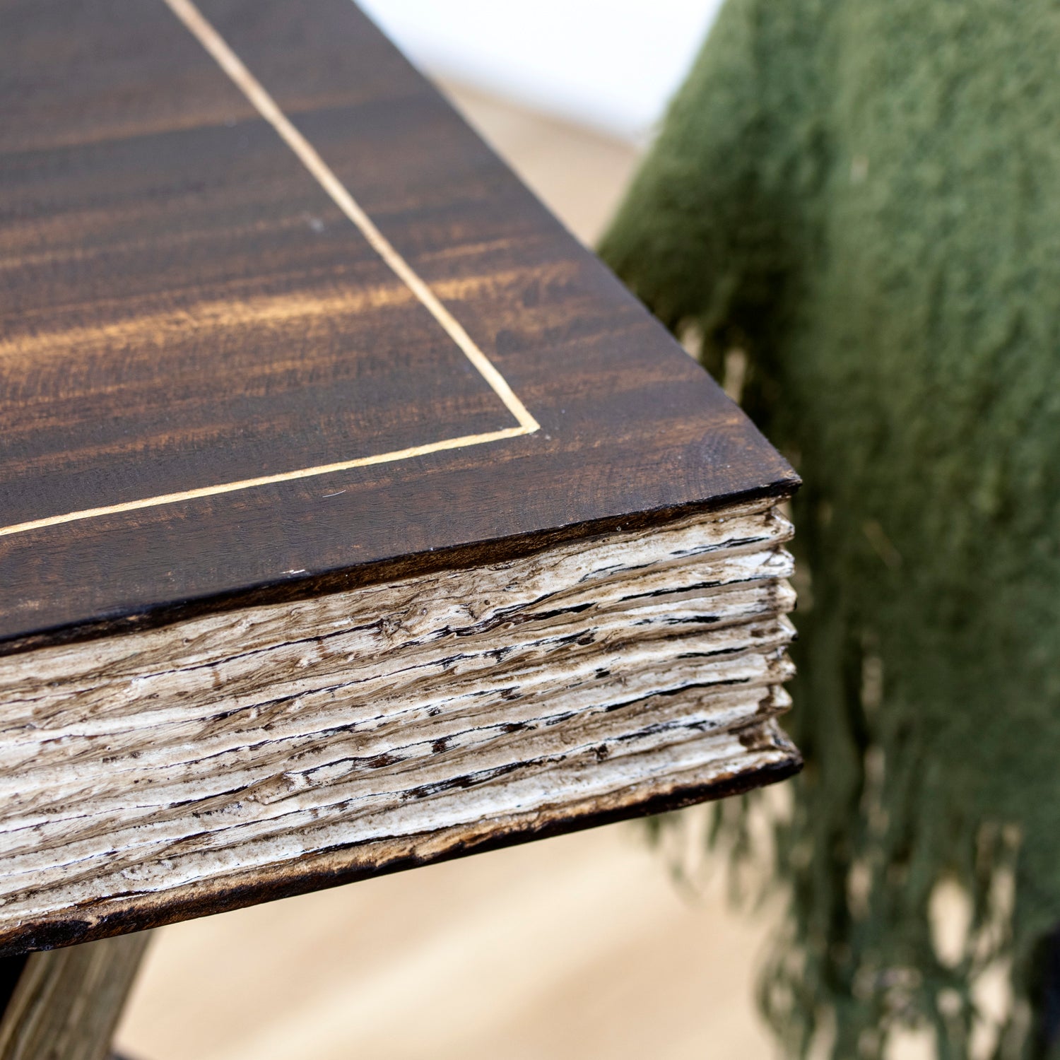 Large Wood Book Stack Side Table