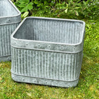 Set Of 3 Galvanised Square Tub Planters