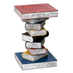 Large Wood Colourful Book Stack Side Table