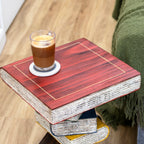 Large Wood Colourful Book Stack Side Table