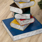 Large Wood Colourful Book Stack Side Table