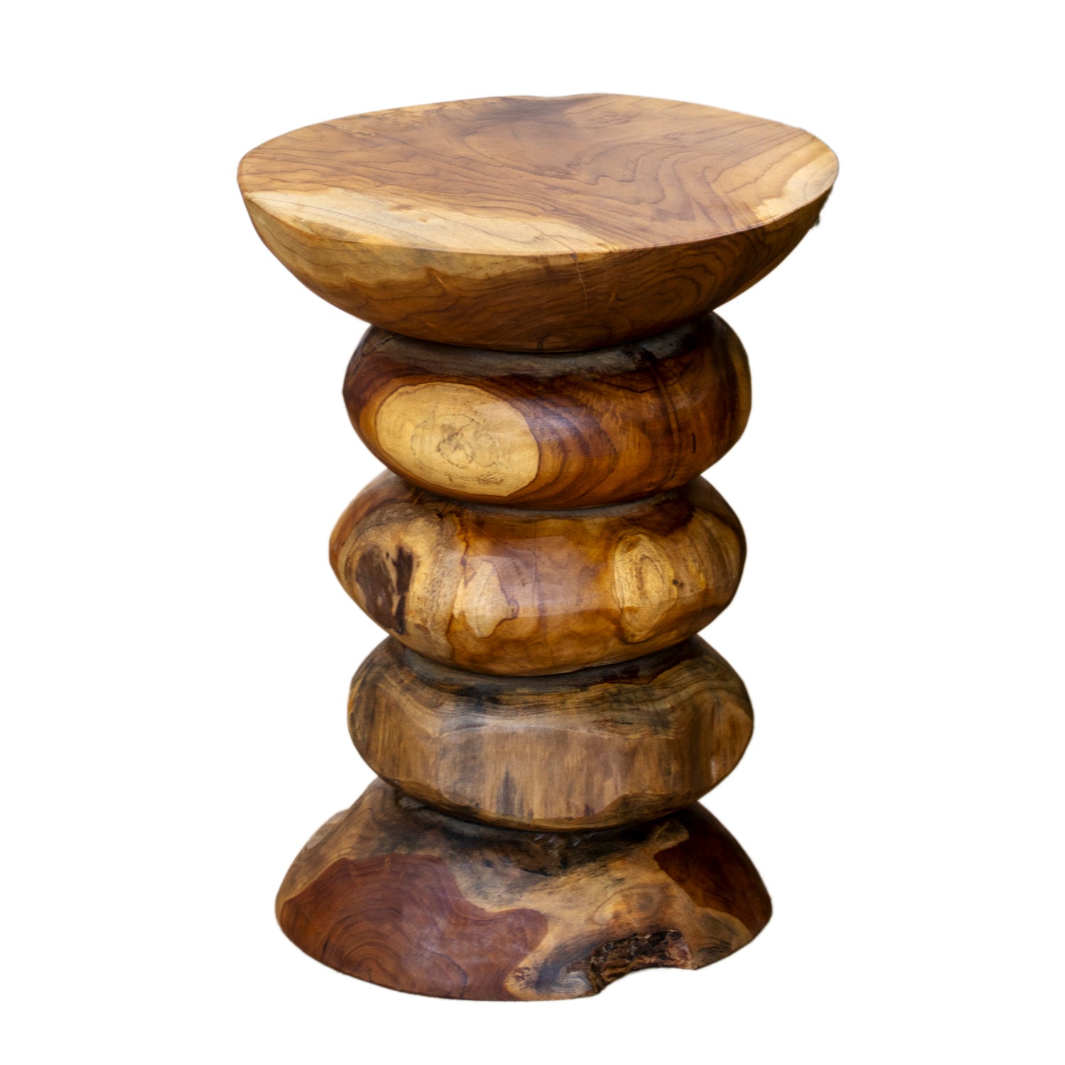 Teak Root Stacked Disc Table
