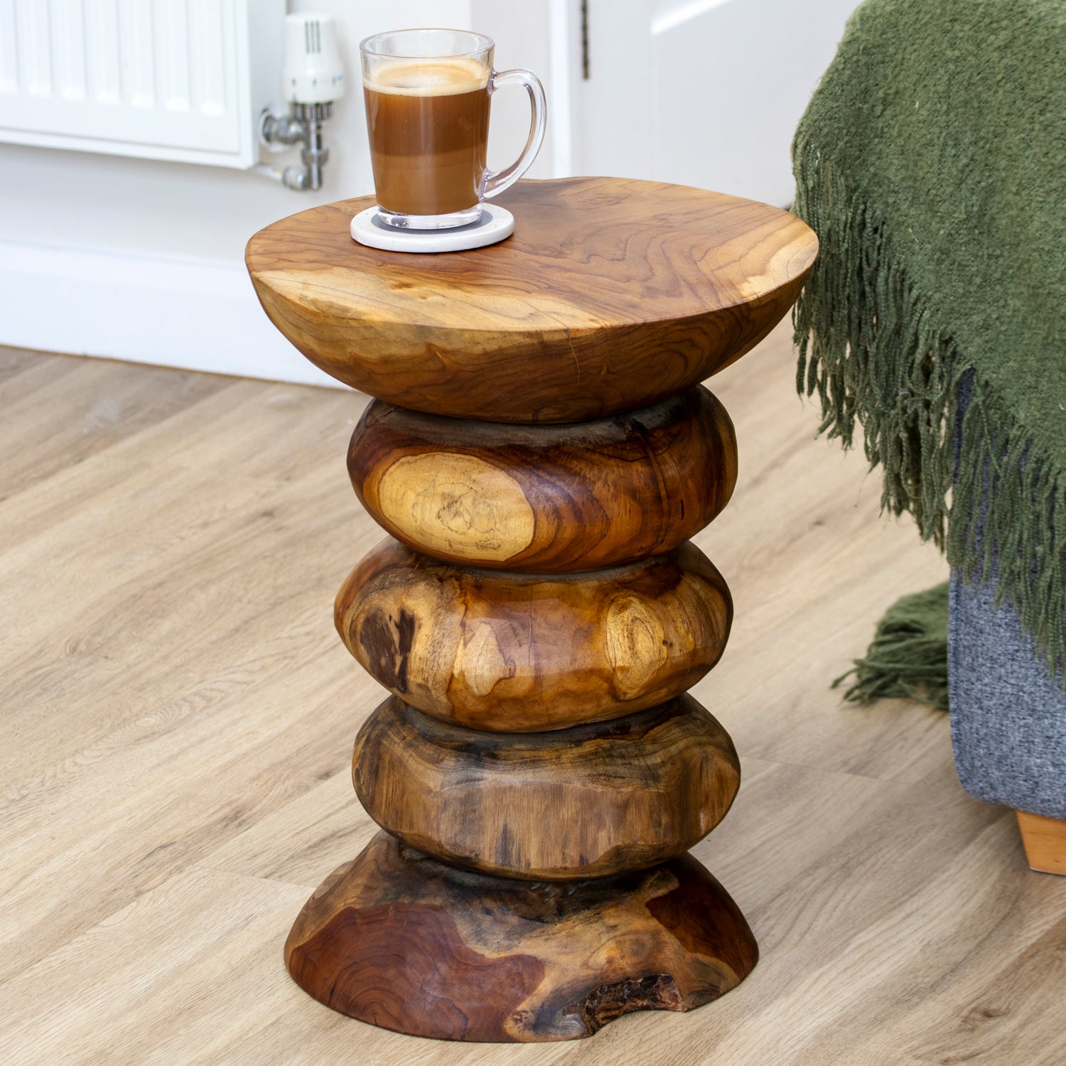 Teak Root Stacked Disc Table