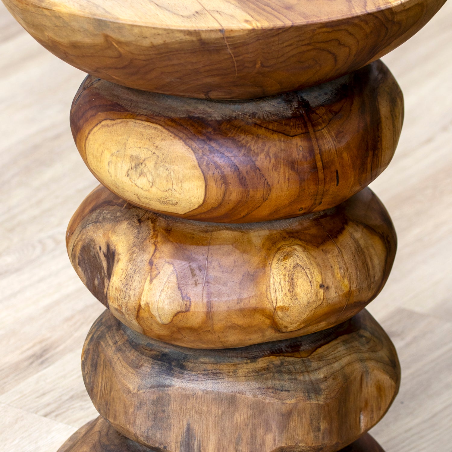 Teak Root Stacked Disc Table