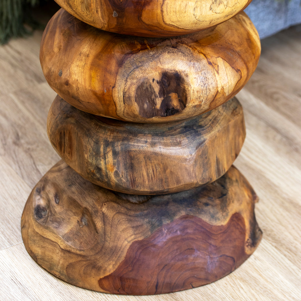 Teak Root Stacked Disc Table