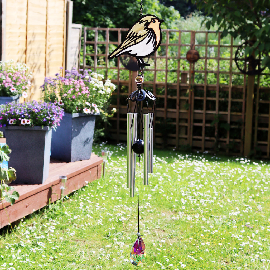 Stained Glass Robin Wind Chime