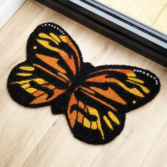 Orange & Black Butterfly Doormat