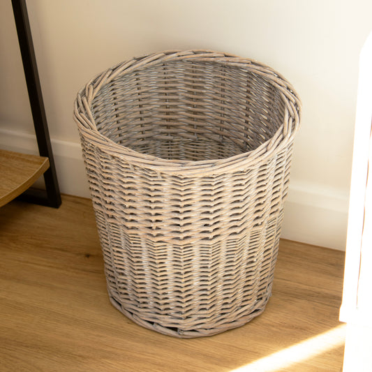 Grey Wash Willow Waste Bin