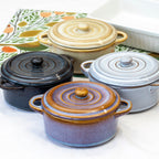 Set Of 4 Small Round Reactive Glaze Casserole Dishes