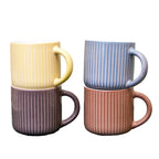 Set Of 4 Ribbed Reactive Glaze Mugs