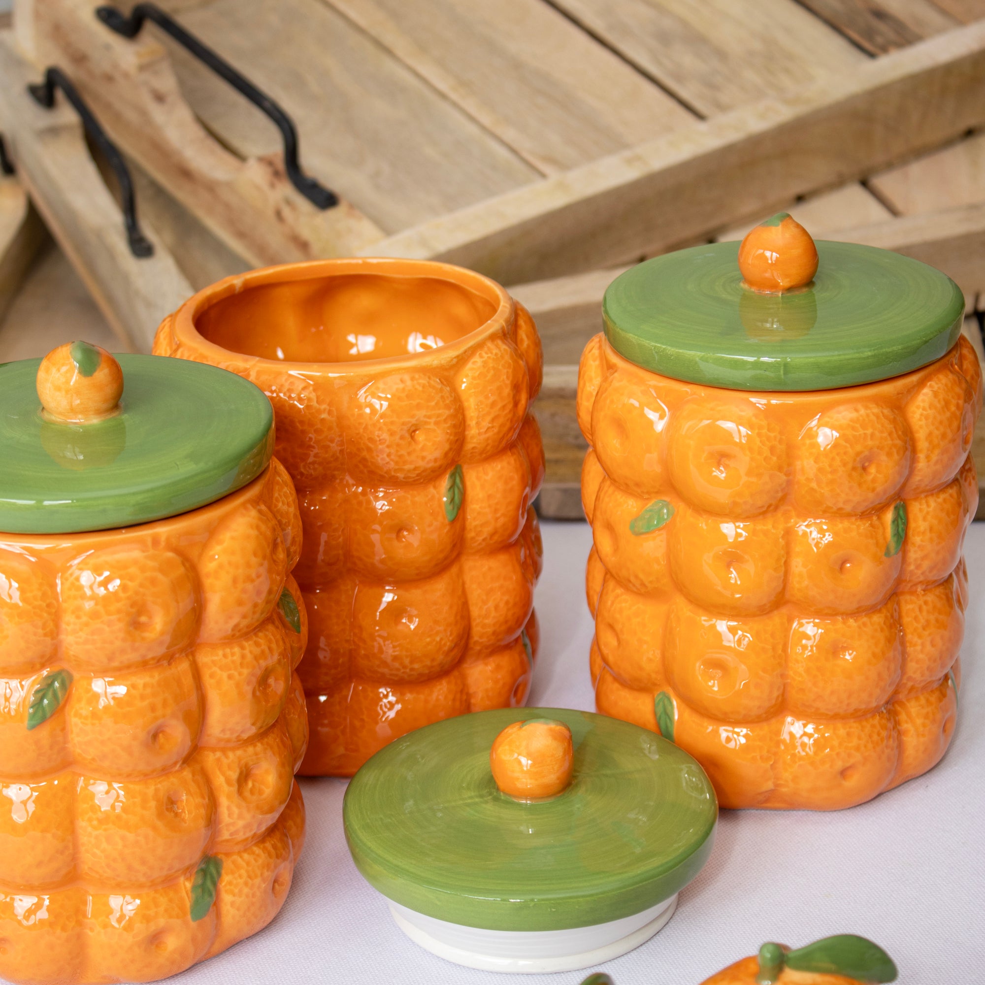 Oranges Ceramic Storage Jar