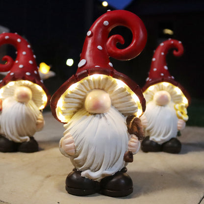 Toadstool Gnome Solar Garden Ornaments