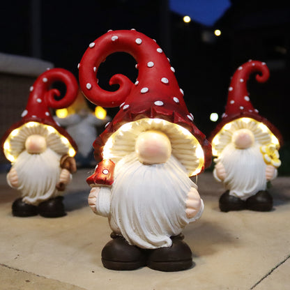 Toadstool Gnome Solar Garden Ornaments