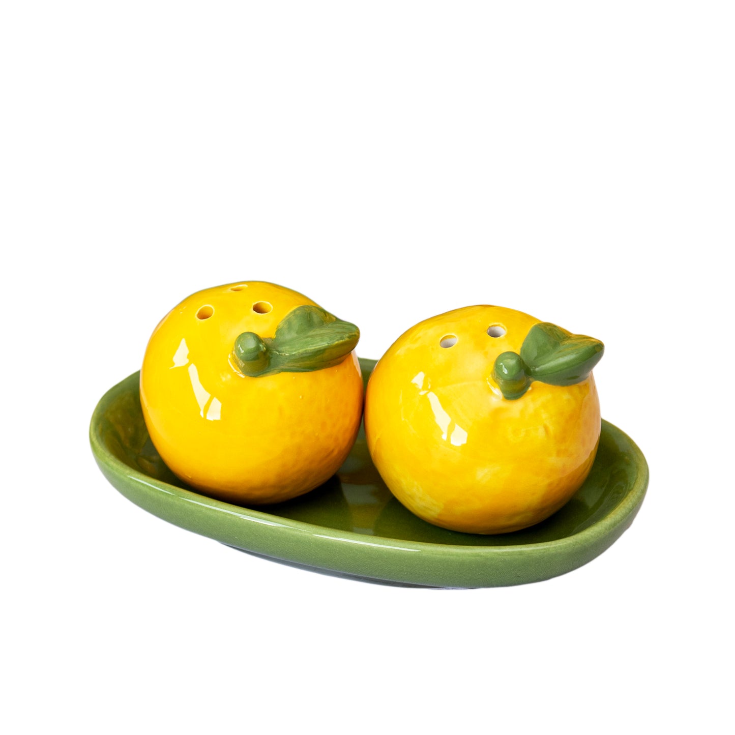 Lemon Salt And Pepper Shakers With Tray