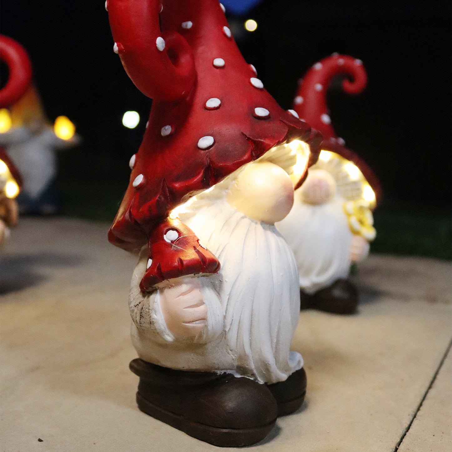 Toadstool Gnome Solar Garden Ornaments