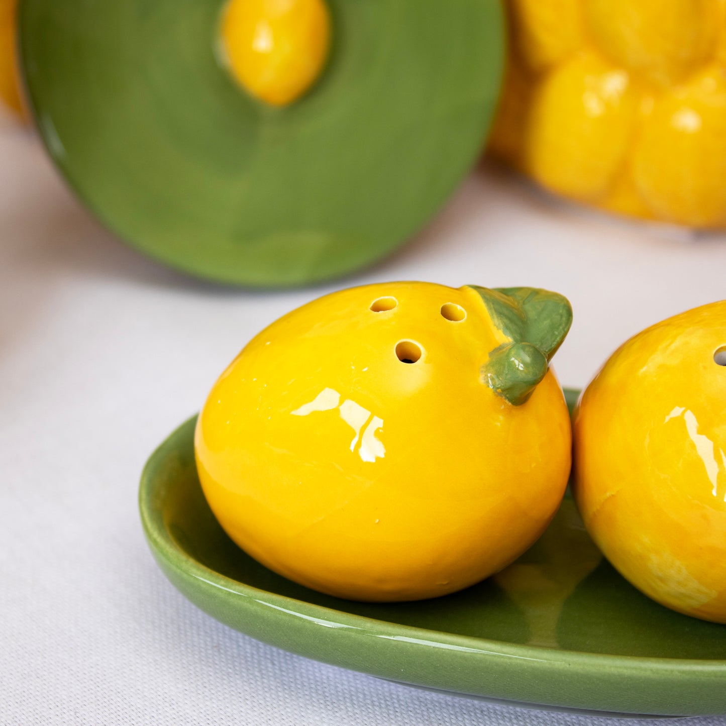 Lemon Salt And Pepper Shakers With Tray