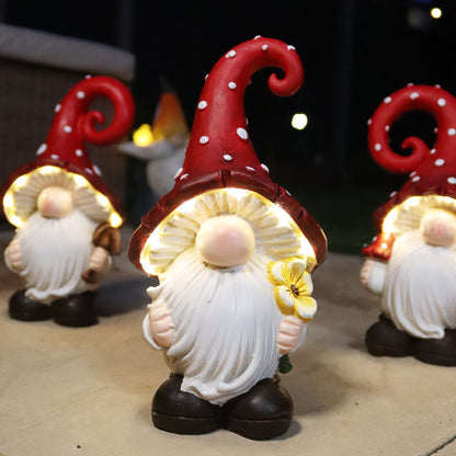 Toadstool Gnome Solar Garden Ornaments