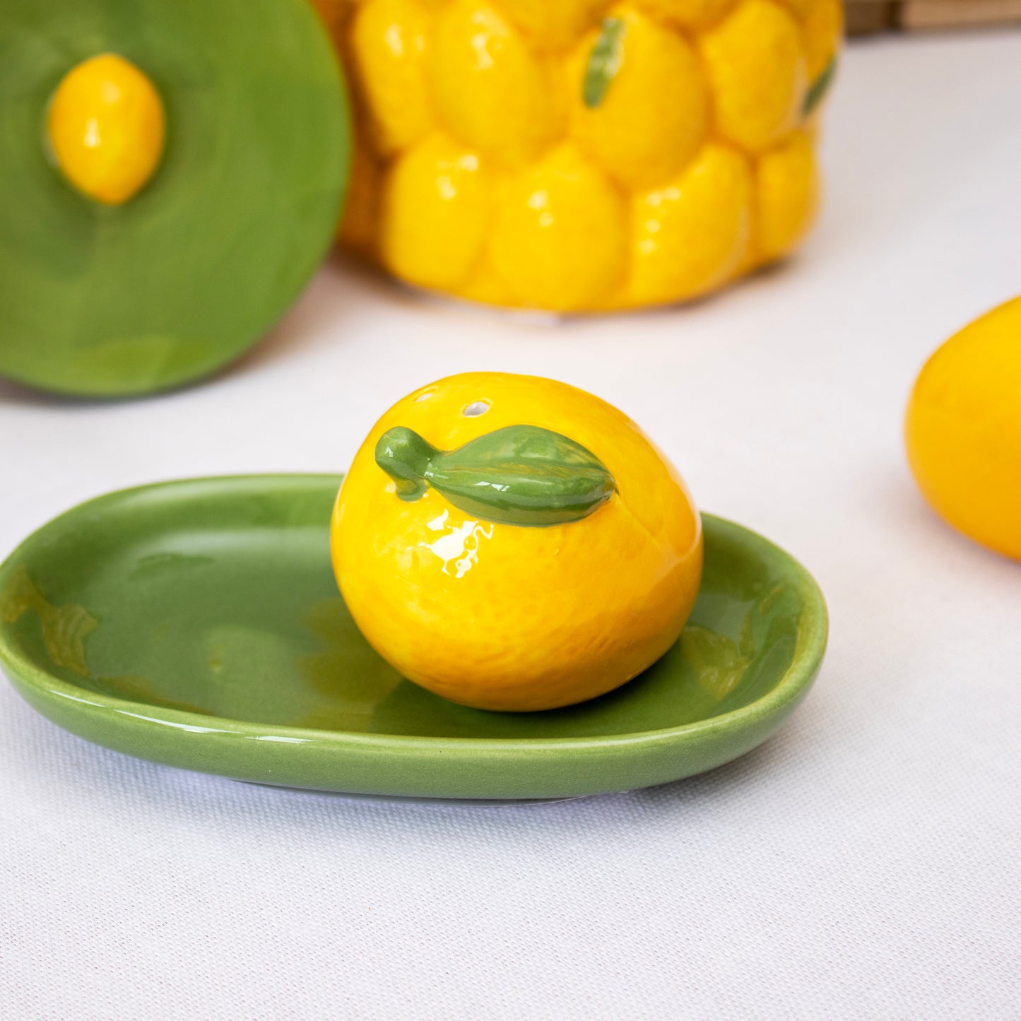 Lemon Salt And Pepper Shakers With Tray