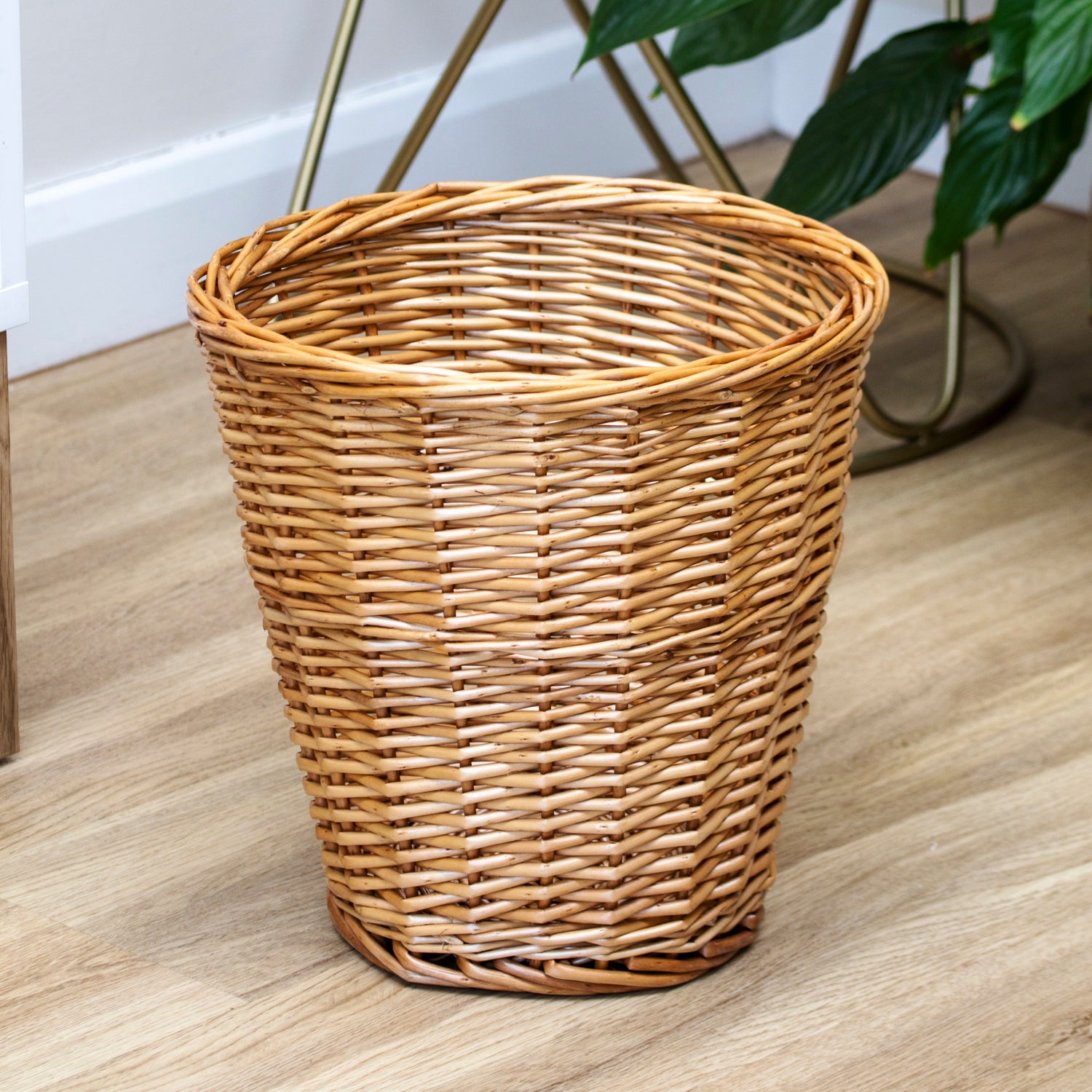 Light Steamed Wicker Waste Paper Bin