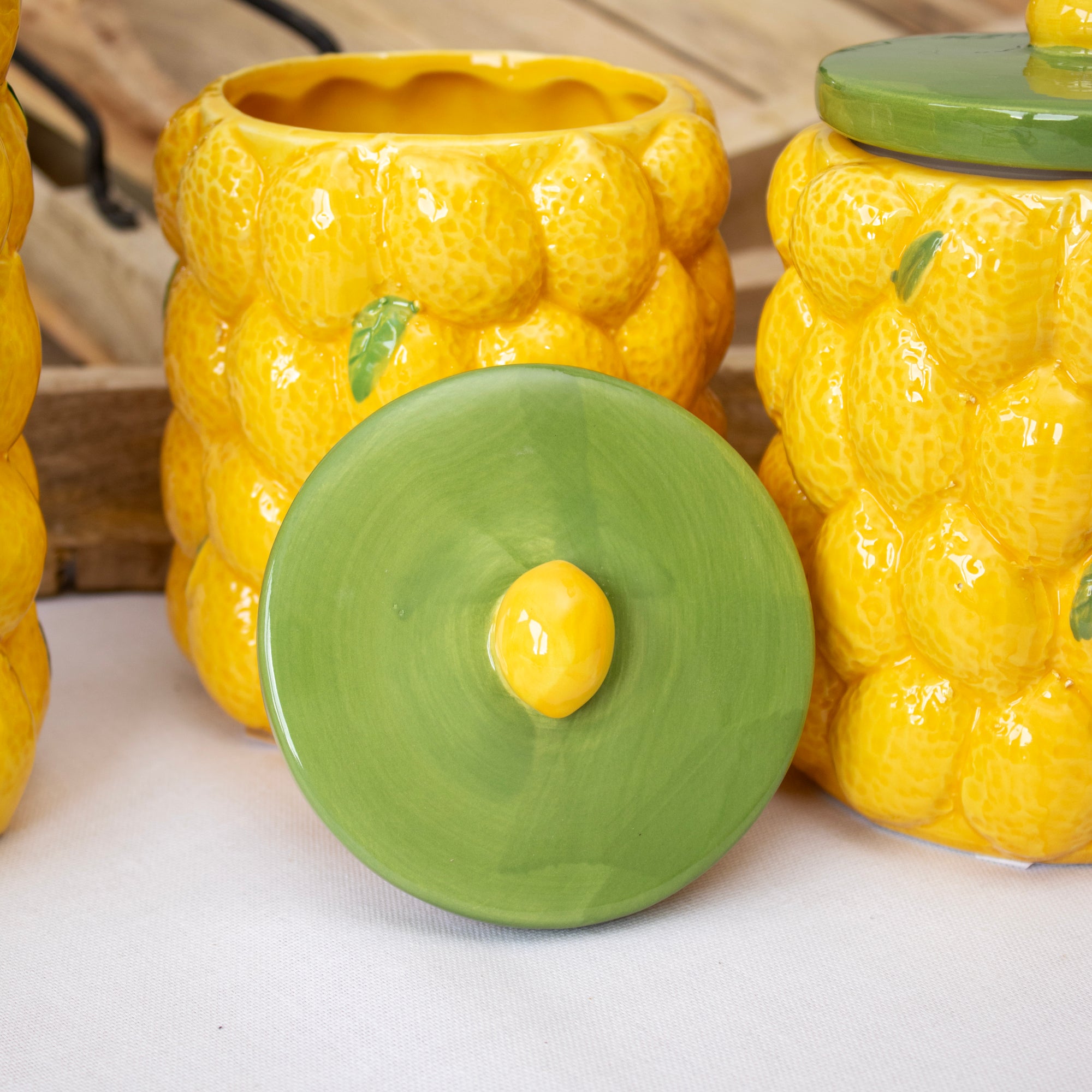 Yellow Lemon Ceramic Storage Jar
