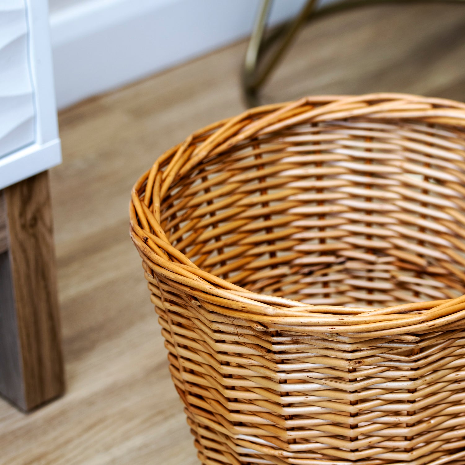 Light Steamed Wicker Waste Paper Bin