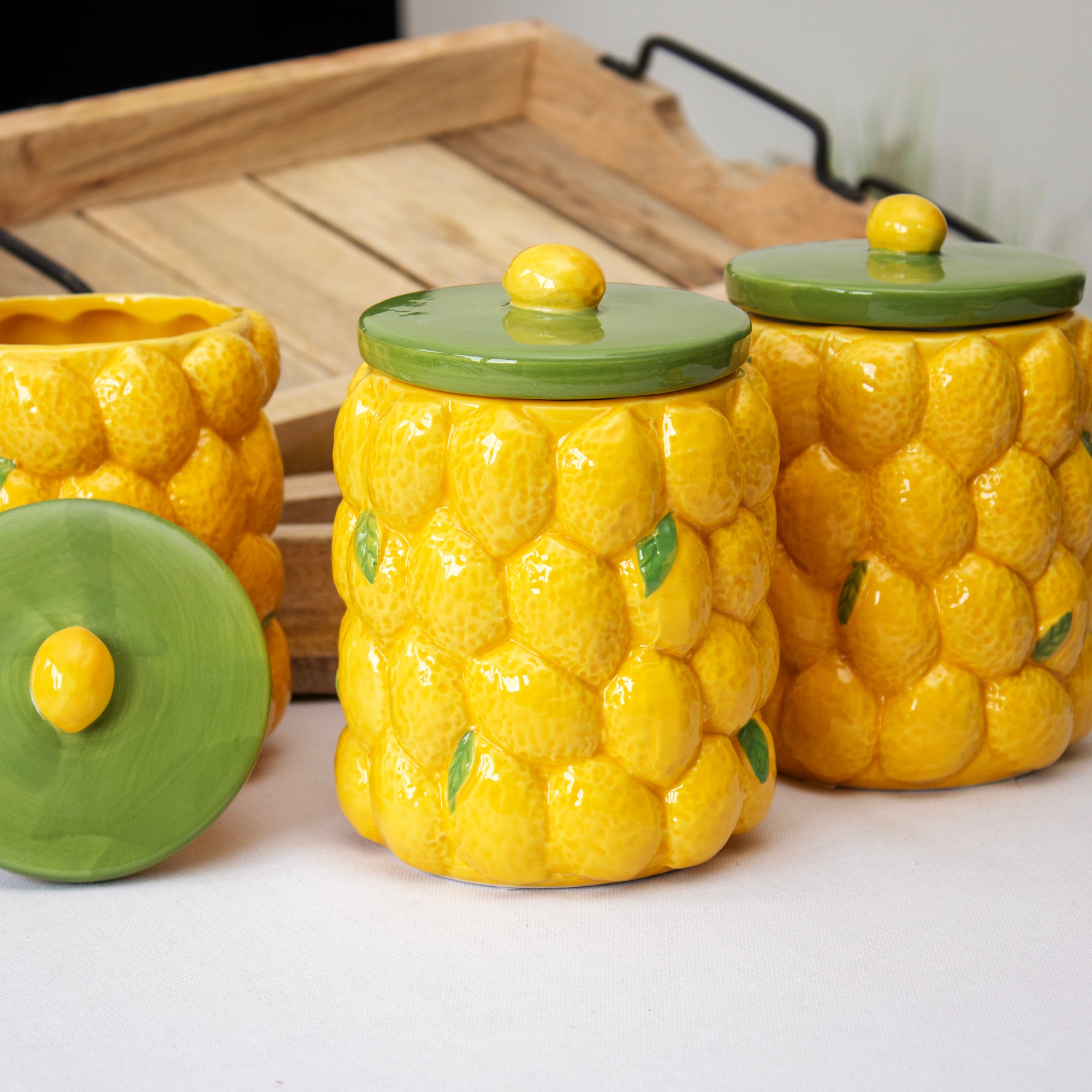Yellow Lemon Ceramic Storage Jar