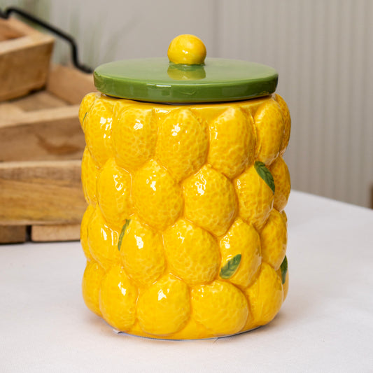 Yellow Lemon Ceramic Storage Jar