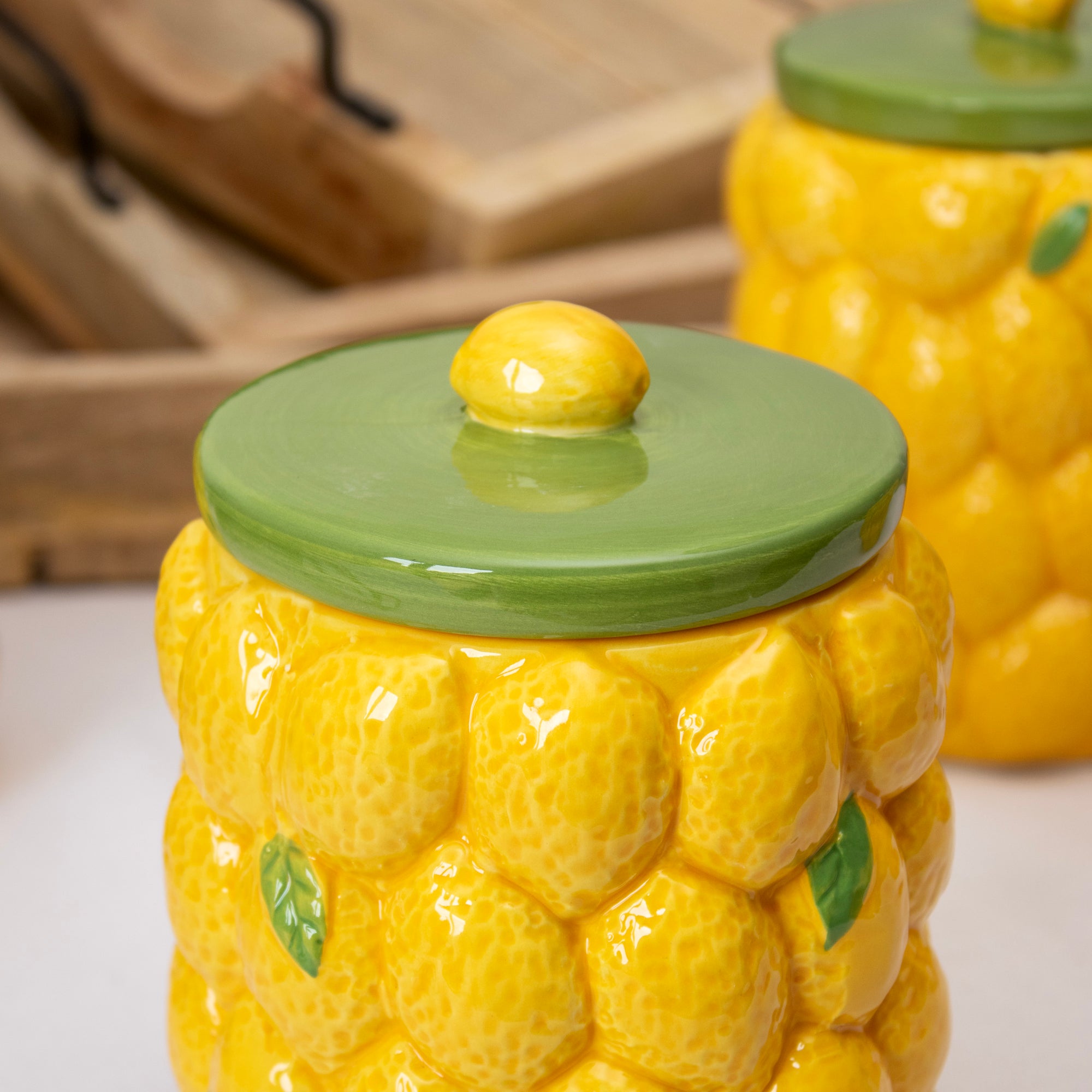 Yellow Lemon Ceramic Storage Jar