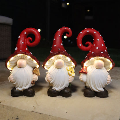 Toadstool Gnome Solar Garden Ornaments