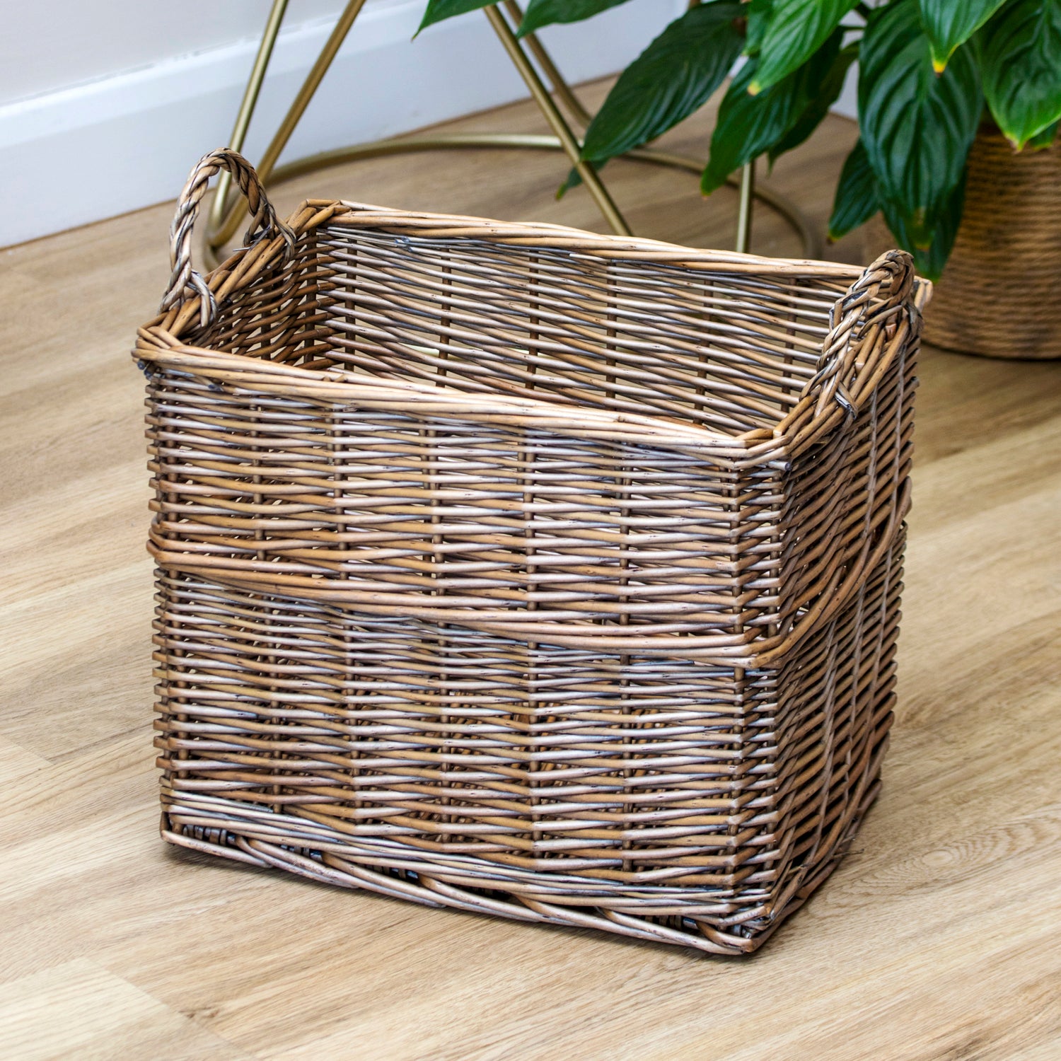 Rectangular Lined Wicker Storage Basket