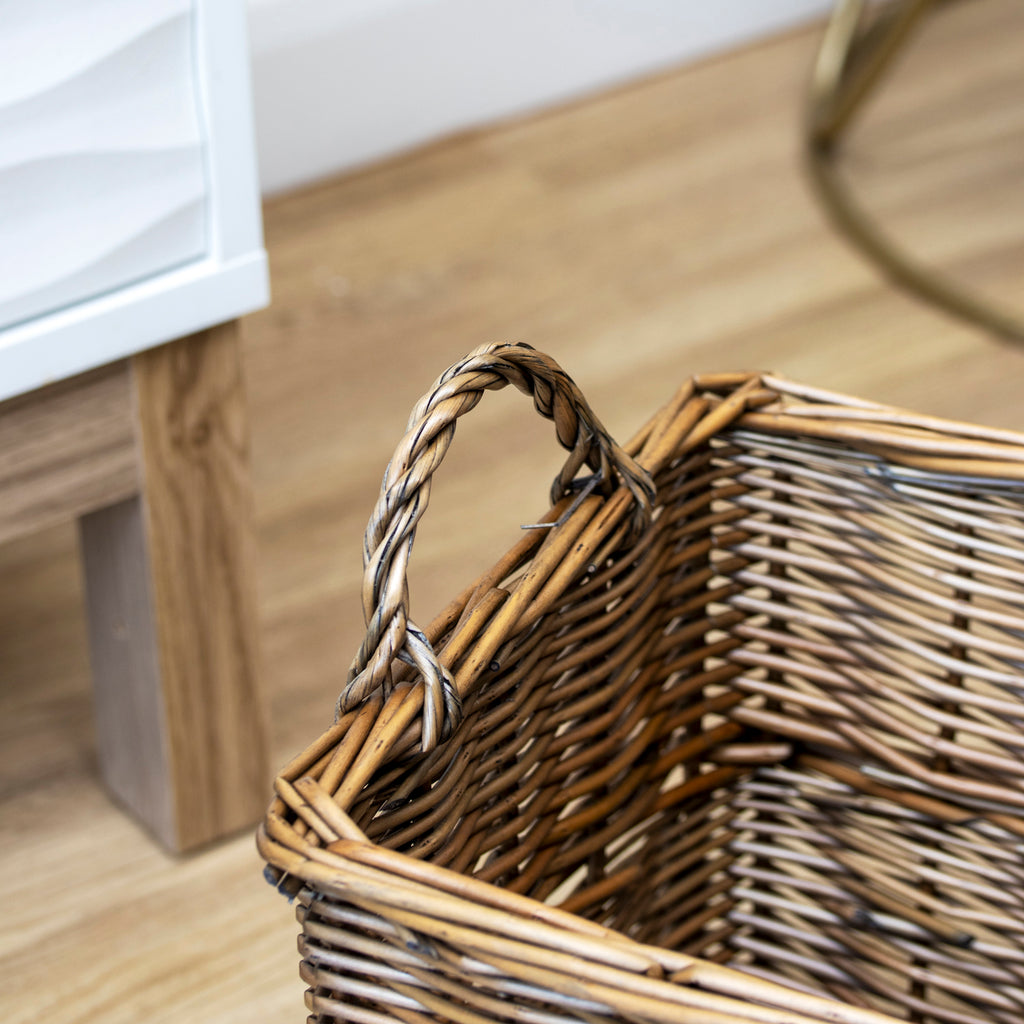 Rectangular Lined Wicker Storage Basket