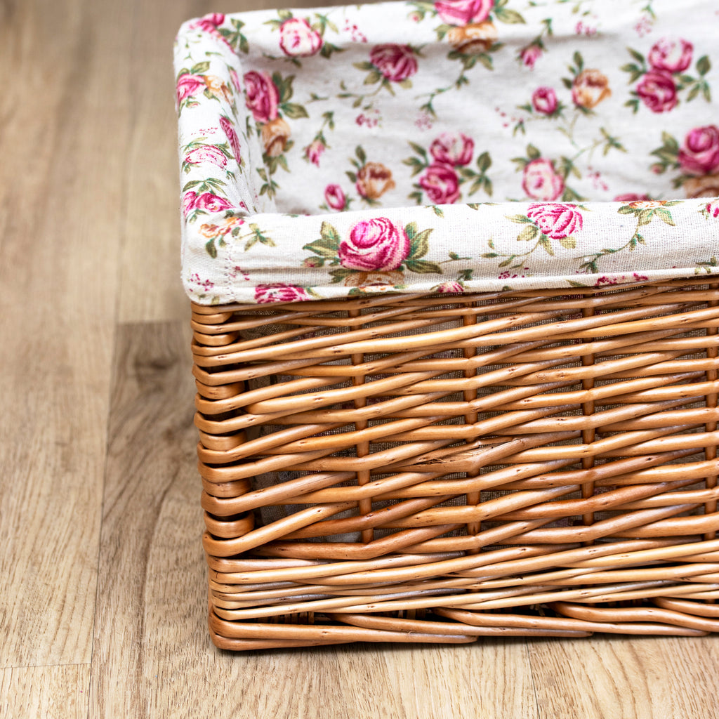 Double Steamed Wicker Basket With Rose Lining