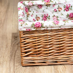Double Steamed Wicker Basket With Rose Lining