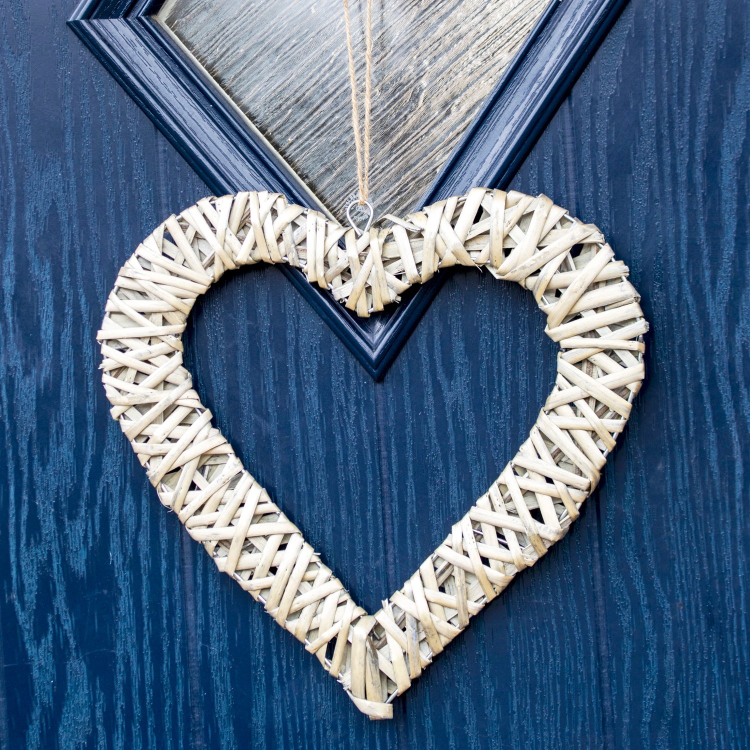 Antique Wash Wicker Open Heart Wreath