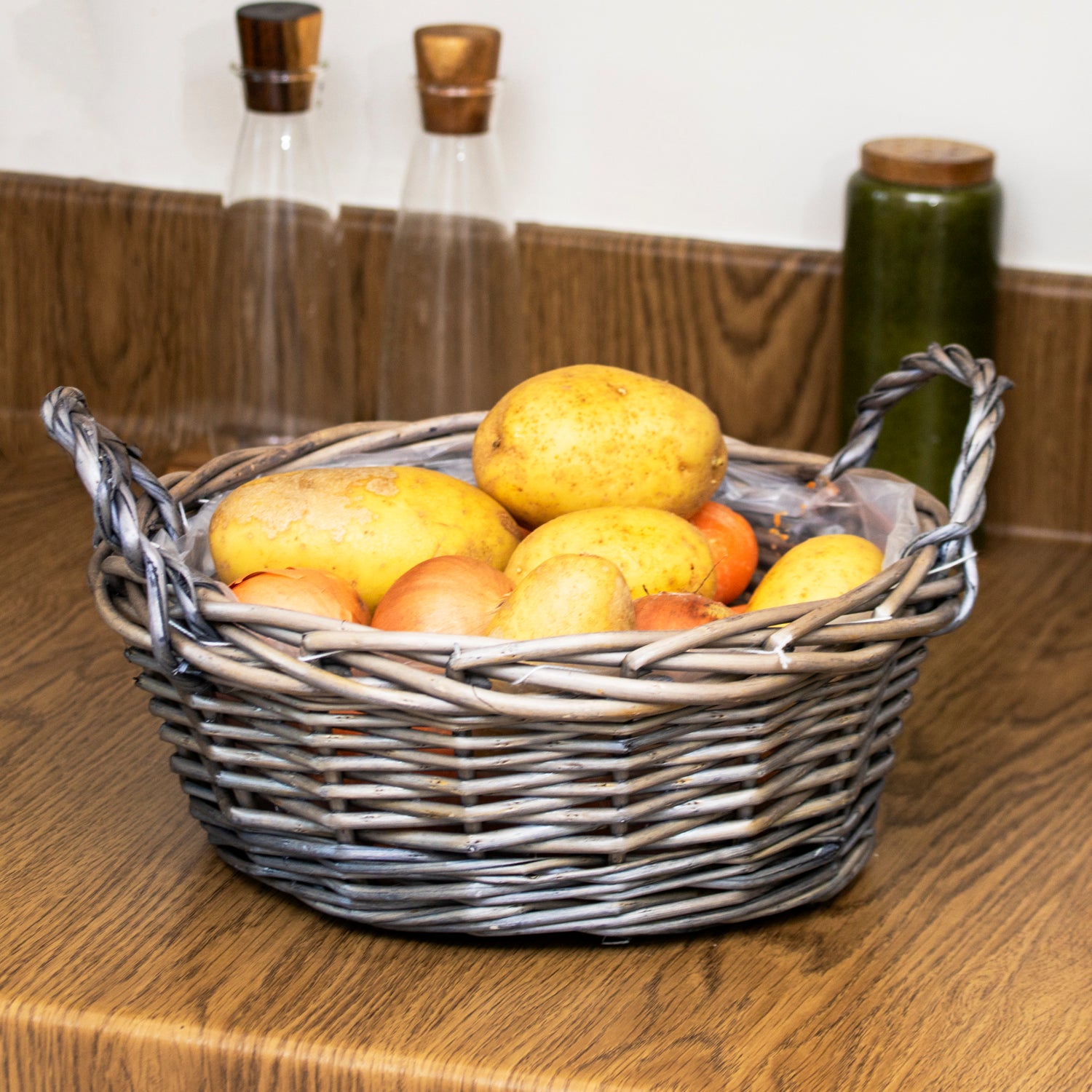 Antique Wash Willow Display Tray With Plastic Lining