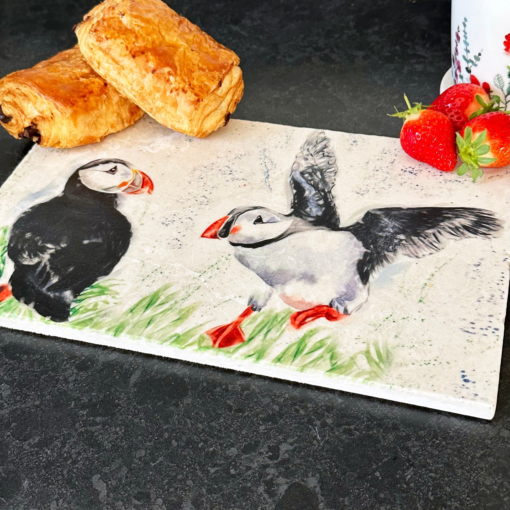 Handmade Marble Puffin Sharing Board