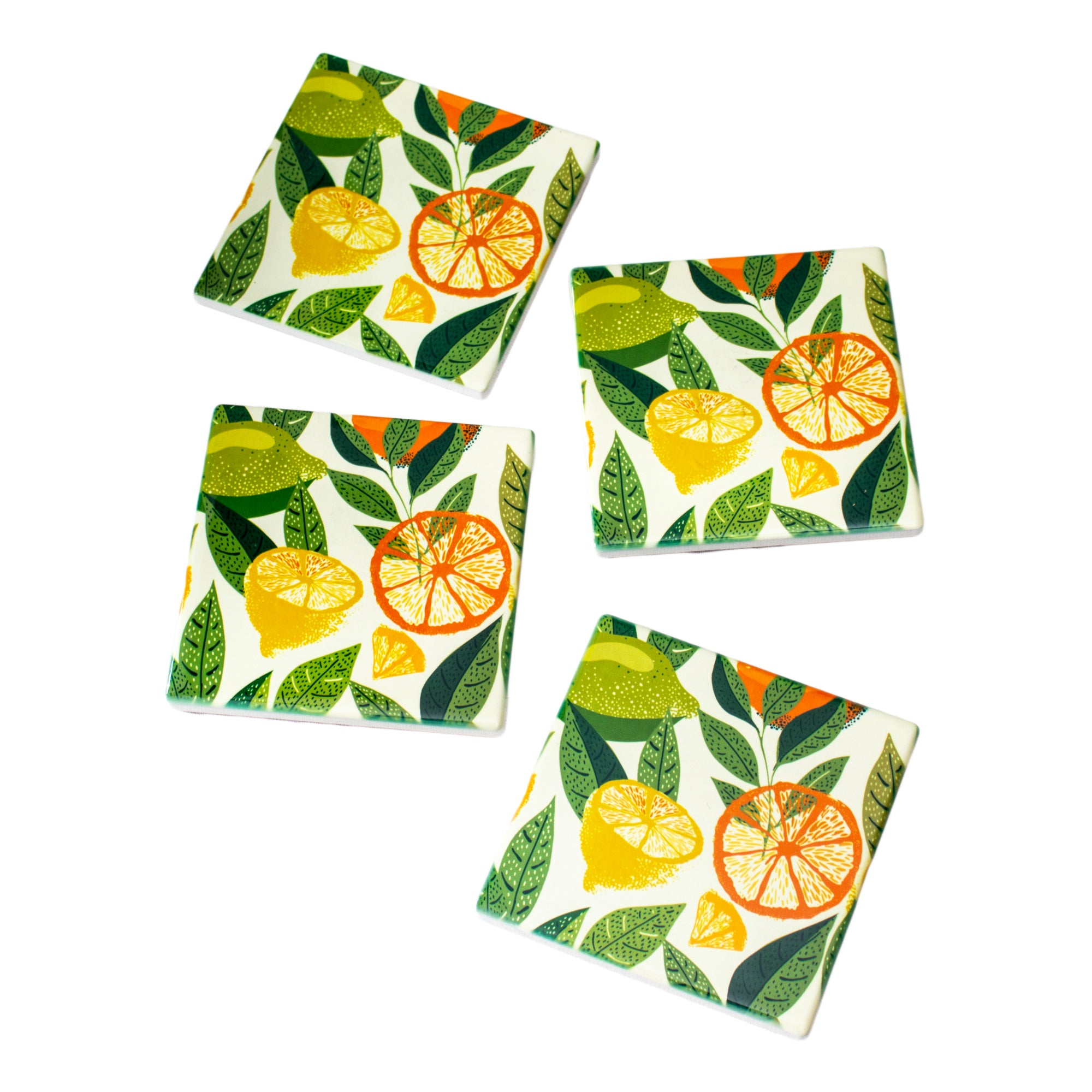 Set Of 4 Light Citrus Fruits Coasters