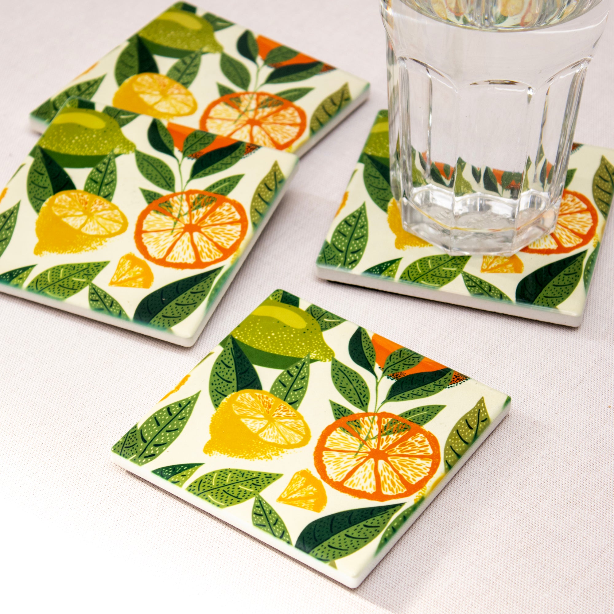 Set Of 4 Light Citrus Fruits Coasters