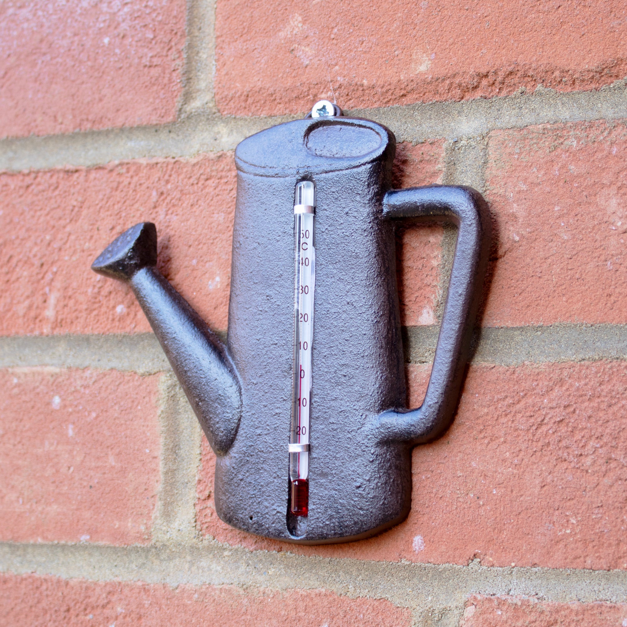Gießkannen-Wandthermometer aus Gusseisen für den Außenbereich, 16 cm