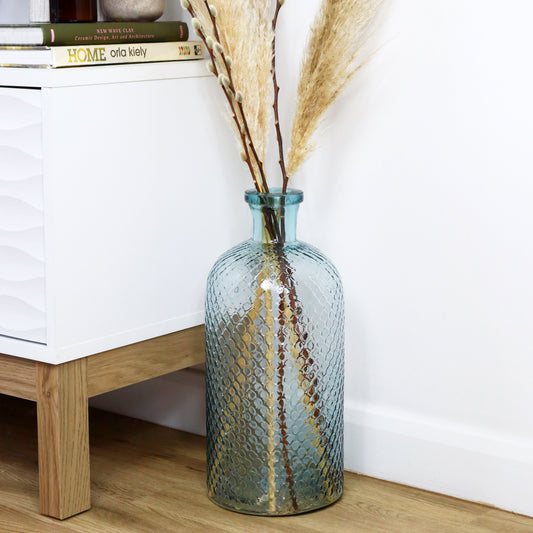 Tall Recycled Glass Dimple Vase