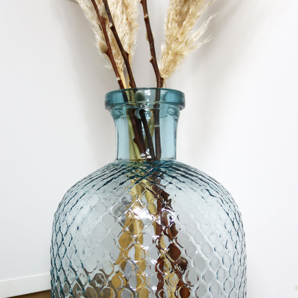 Tall Recycled Glass Dimple Vase