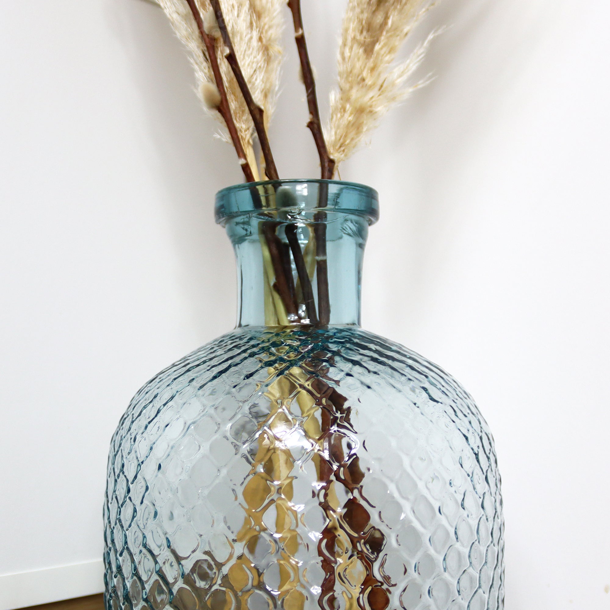 Tall Recycled Glass Dimple Vase
