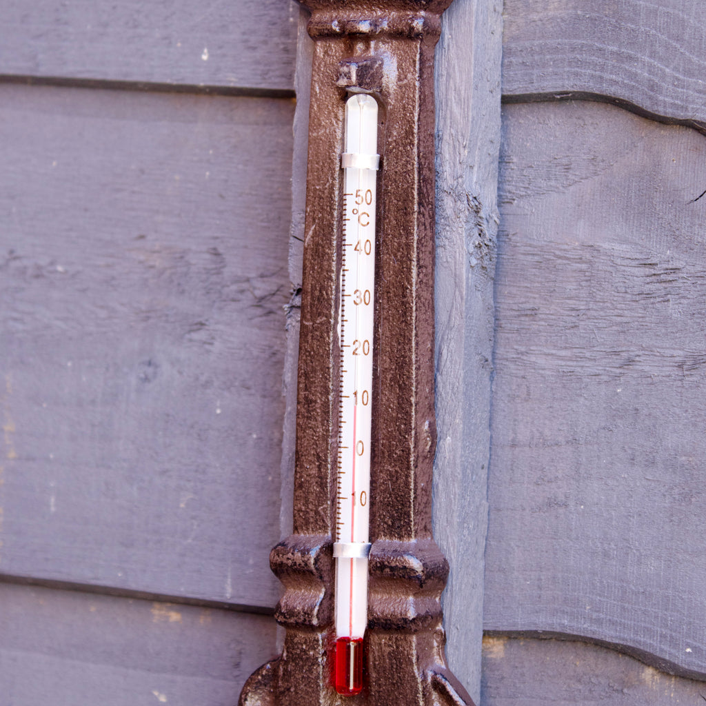 Cast Iron Water Fountain Garden Thermometer