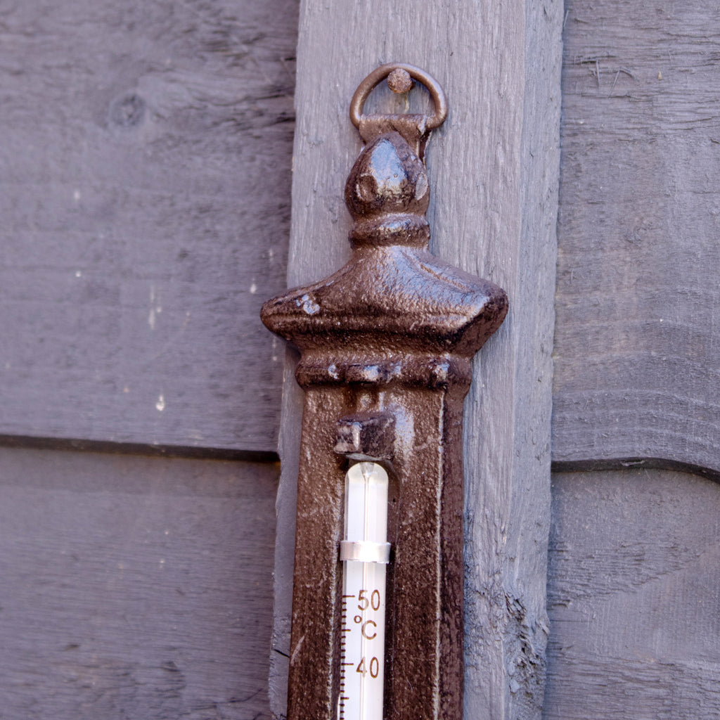 Cast Iron Water Fountain Garden Thermometer