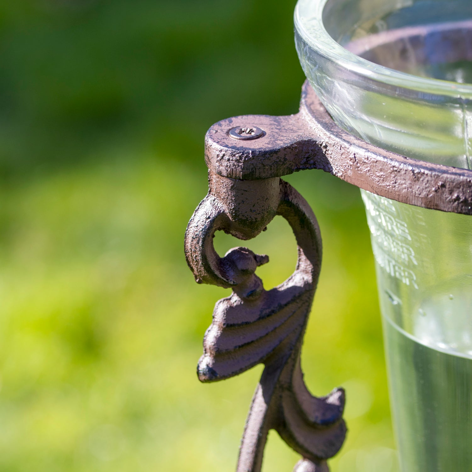 Cast Iron Scroll Garden Stake Rain Gauge