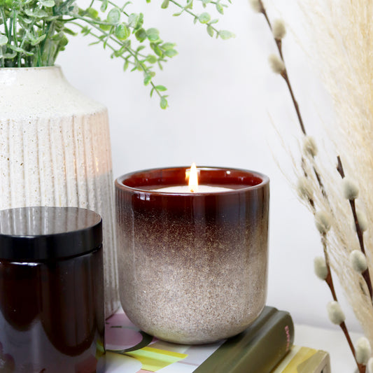 Brown Ombre Amber & Sandalwood Scented Candle