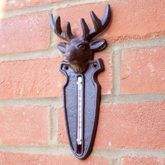 Cast Iron Stag Garden Thermometer